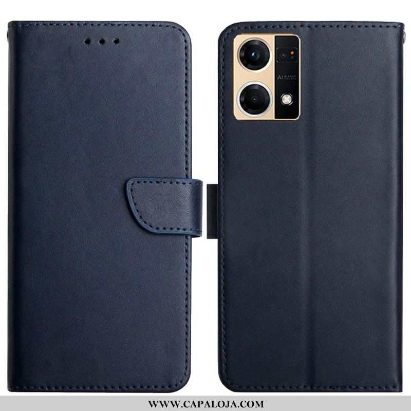 Capa Flip Para Oppo Reno 7 Couro Napa Genuíno