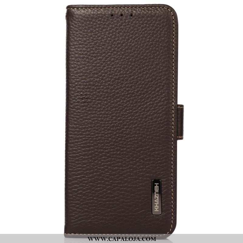 Capa Flip Para Oppo Reno 8 Couro De Lichia Khazneh Rfid