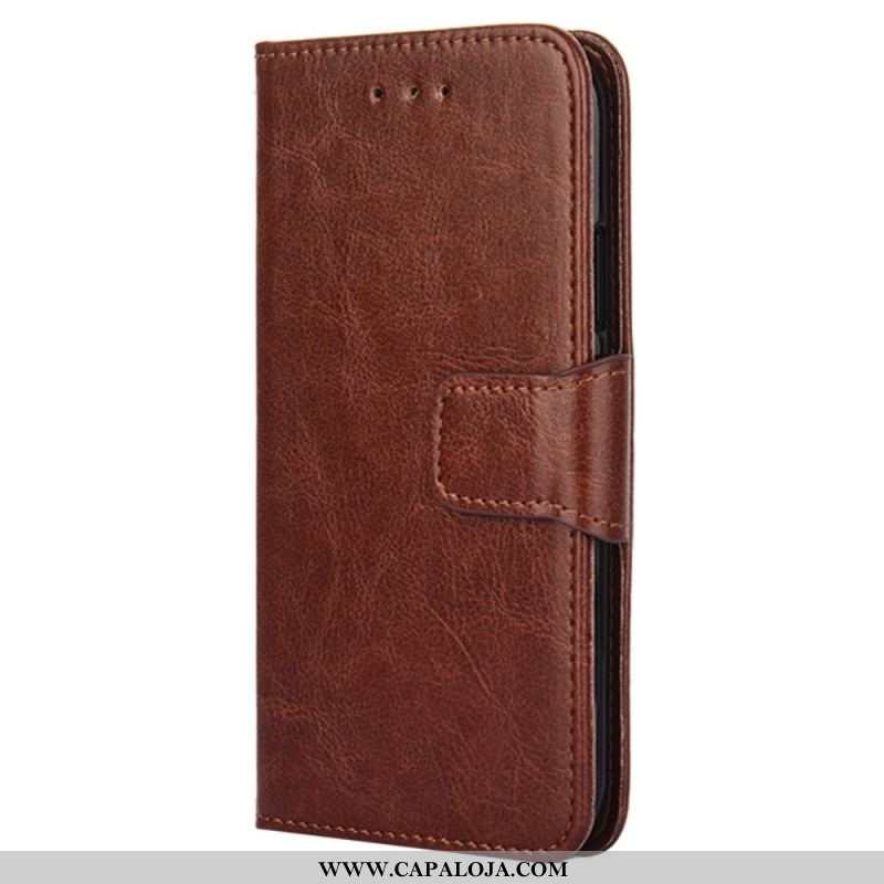 Capa Flip Para Oppo Reno 8 Pro Couro Sintético Retrô