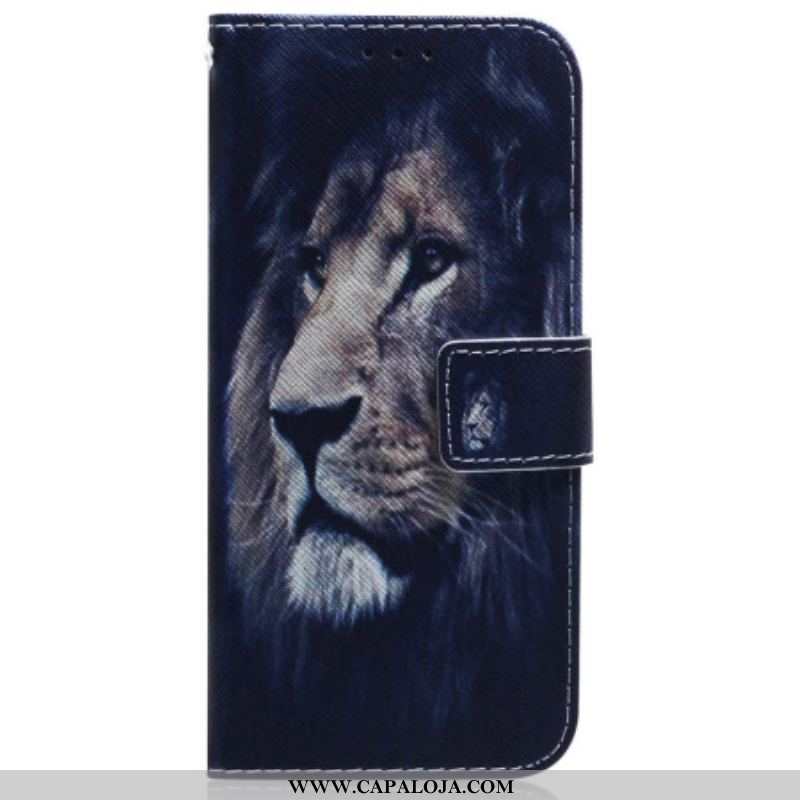 Capa Flip Para Oppo Reno 8 Pro De Cordão Cordão Leão