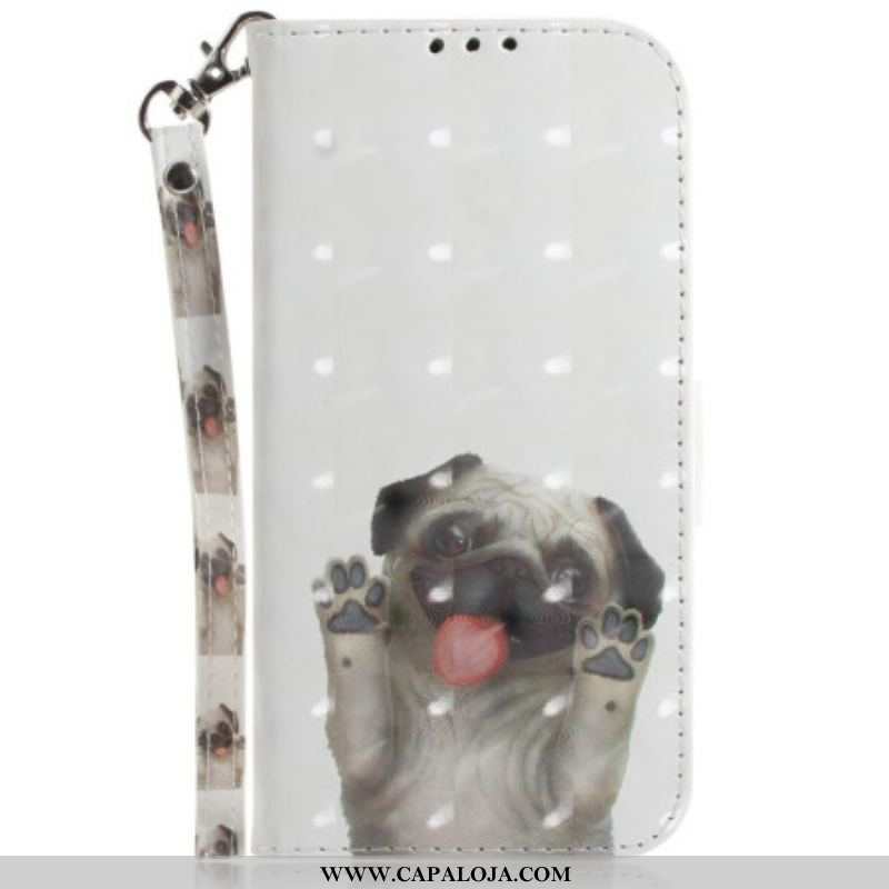 Capa Flip Para Oppo Reno 8 Pug Com Cordão