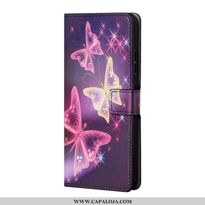 Capa Flip Para Samsung Galaxy A13 5G / A04s Borboletas E Flores