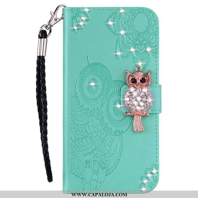 Capa Flip Para Samsung Galaxy A13 5G / A04s Coruja Mandala E Charme