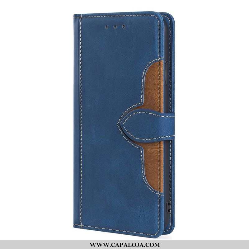 Capa Flip Para Samsung Galaxy A13 5G / A04s Couro Sintético Bicolor Estiloso