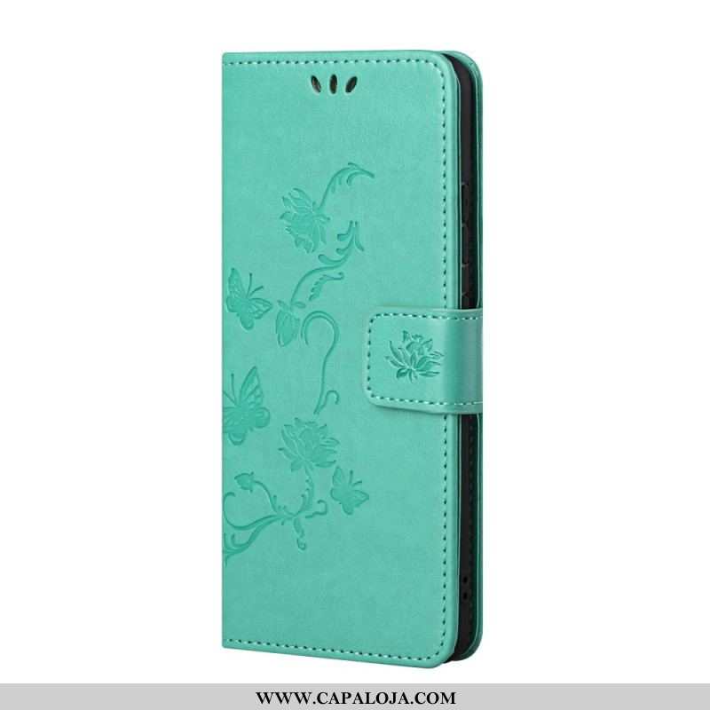 Capa Flip Para Samsung Galaxy A13 5G / A04s De Cordão Flores De Alça