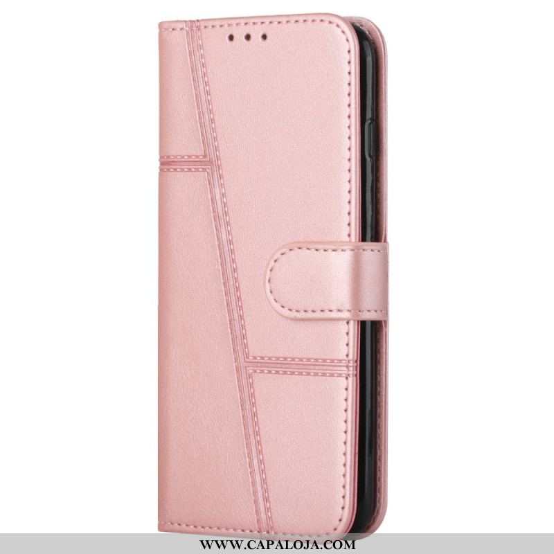 Capa Flip Para Samsung Galaxy A13 5G / A04s De Cordão Strappy Geo Leather Effect