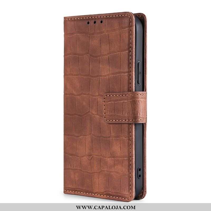 Capa Flip Para Samsung Galaxy A13 5G / A04s Efeito Pele De Crocodilo