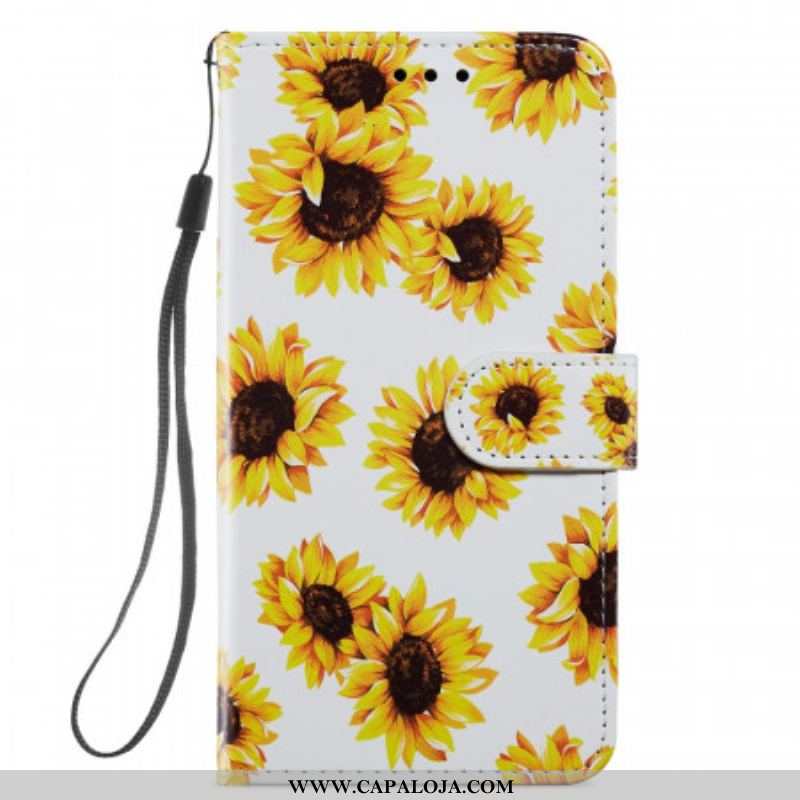 Capa Flip Para Samsung Galaxy A13 5G / A04s Girassóis