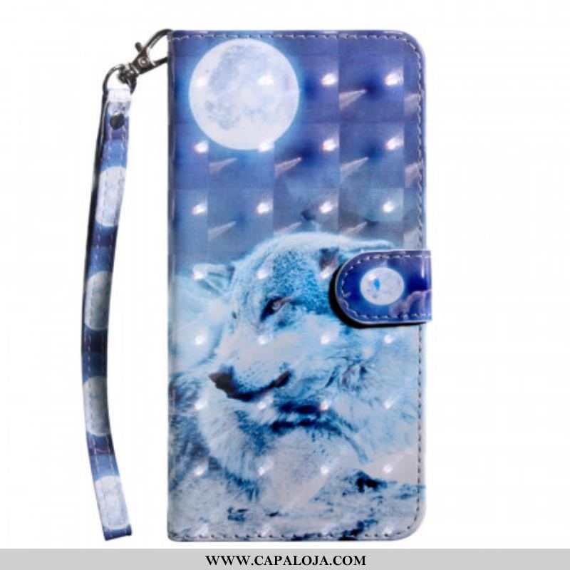 Capa Flip Para Samsung Galaxy A13 5G / A04s Lobo Ao Luar