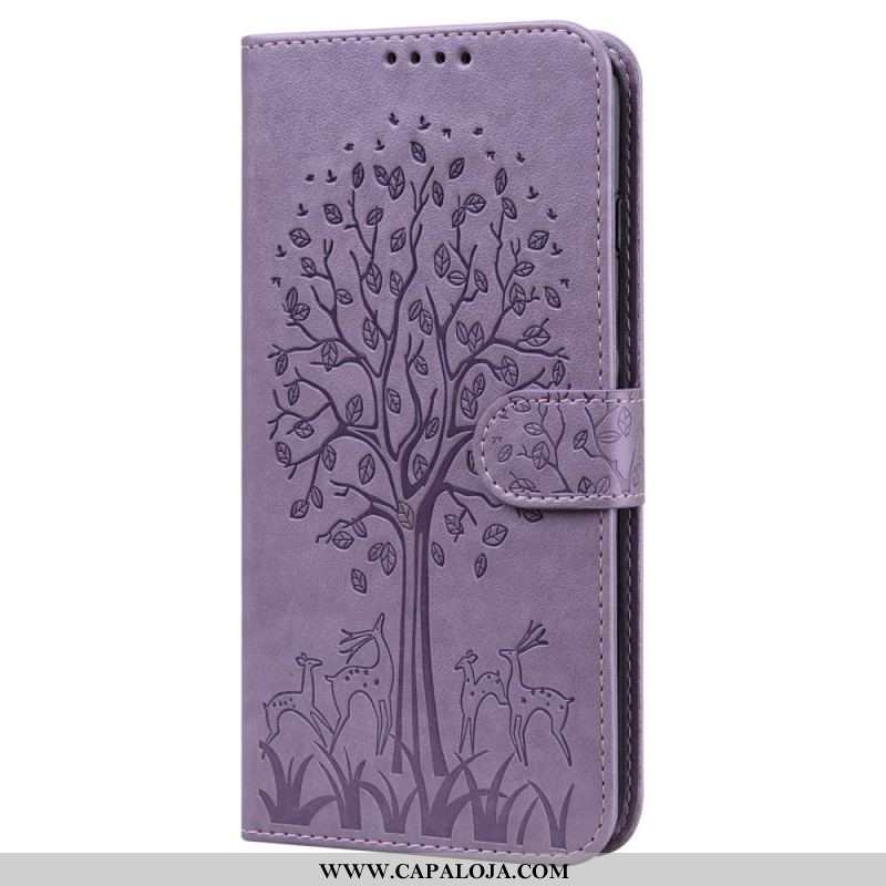 Capa Flip Para Samsung Galaxy A13 5G / A04s Árvore E Veado