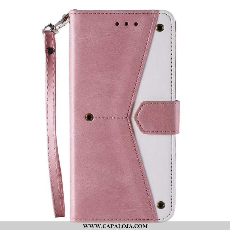 Capa Flip Para Samsung Galaxy A13 Costuras Com Toque De Pele