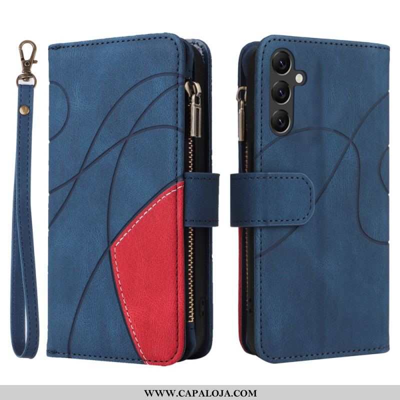 Capa Flip Para Samsung Galaxy A14 / A14 5G Bicolor Com Porta Moedas