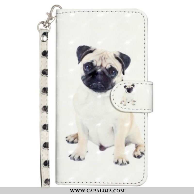 Capa Flip Para Samsung Galaxy A14 / A14 5G De Cordão Cachorro Tanga