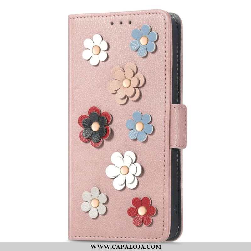 Capa Flip Para Samsung Galaxy A14 / A14 5G Flores Decorativas