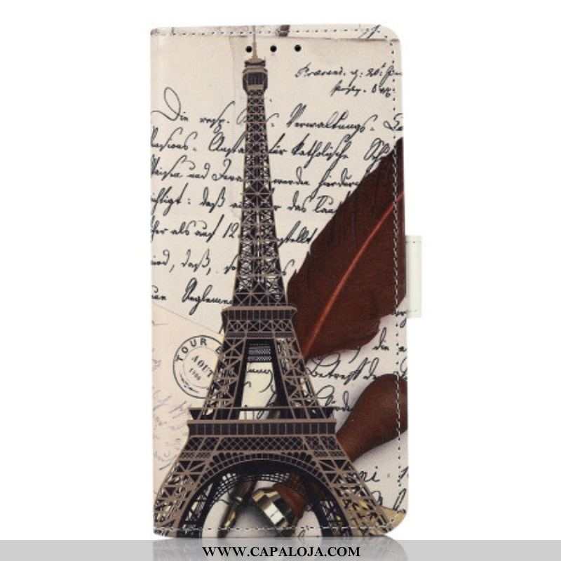 Capa Flip Para Samsung Galaxy A14 / A14 5G Torre Eiffel Do Poeta