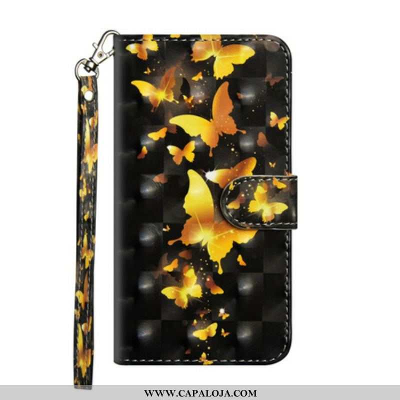 Capa Flip Para Samsung Galaxy A42 5G Borboletas Amarelas