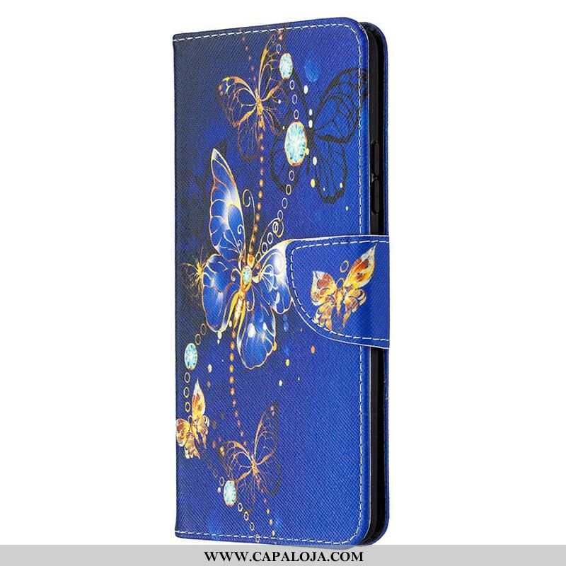 Capa Flip Para Samsung Galaxy A42 5G Borboletas Reis