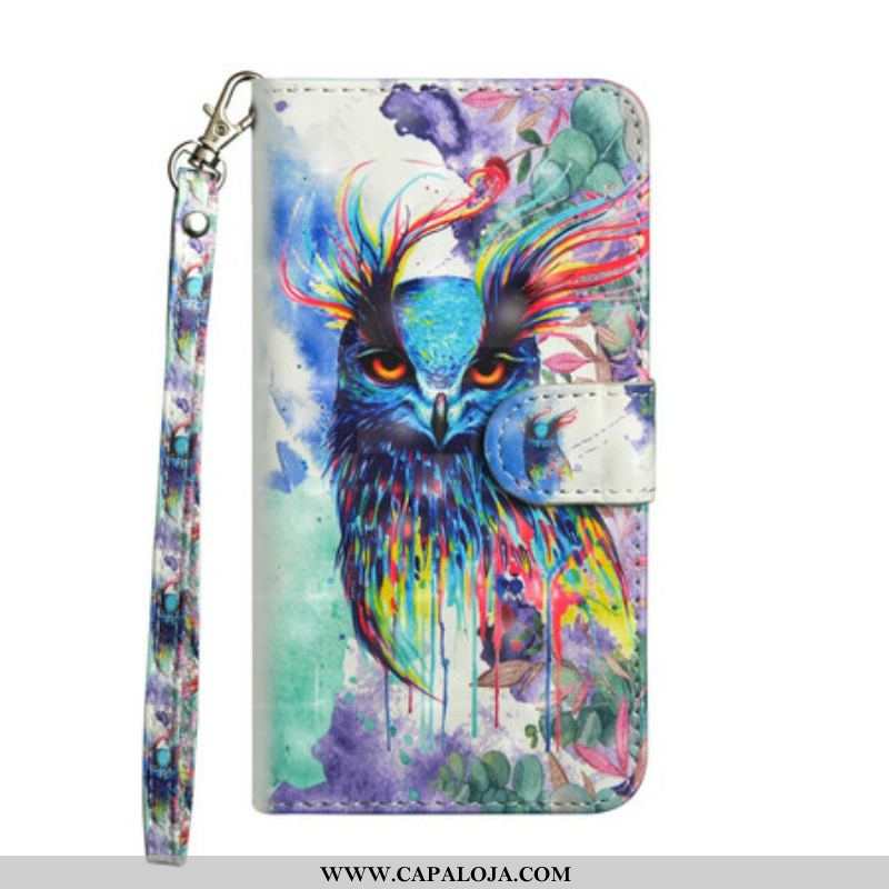 Capa Flip Para Samsung Galaxy A42 5G Pássaro Aquarela