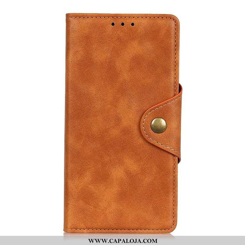 Capa Flip Para Samsung Galaxy A52 4G / A52 5G / A52s 5G Botão Vintage De Couro Falso