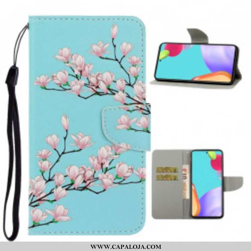 Capa Flip Para Samsung Galaxy A52 4G / A52 5G / A52s 5G De Cordão Arbusto Strappy