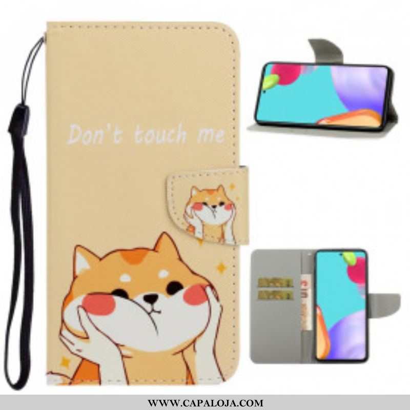 Capa Flip Para Samsung Galaxy A52 4G / A52 5G / A52s 5G De Cordão Gato Não Me Toque Com Alça