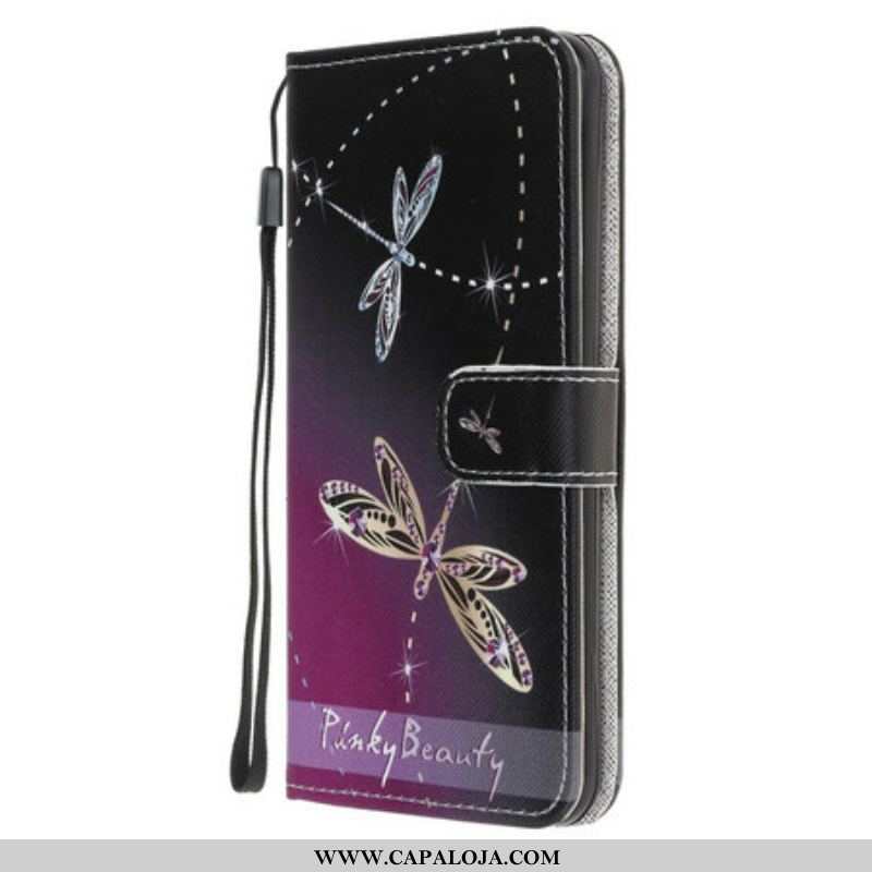 Capa Flip Para Samsung Galaxy A52 4G / A52 5G / A52s 5G De Cordão Libélulas Strappy