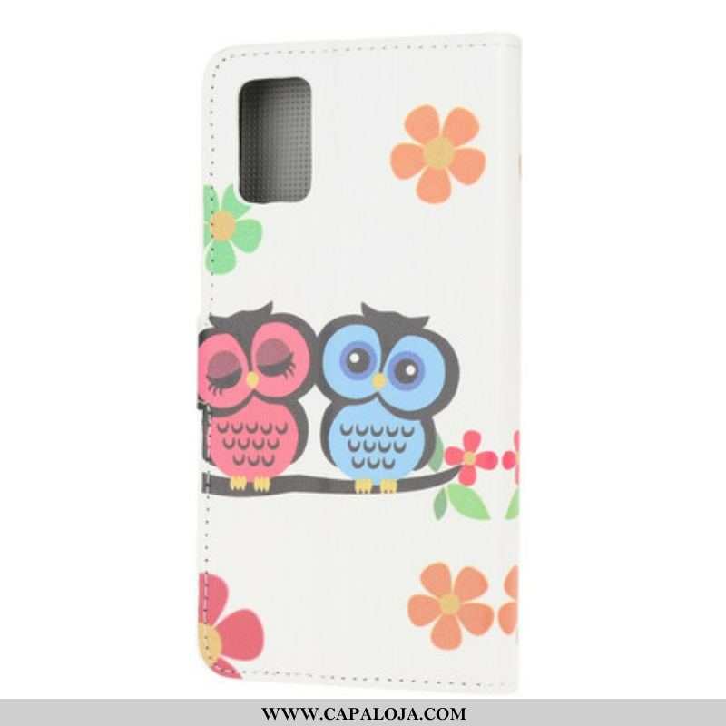 Capa Flip Para Samsung Galaxy A52 4G / A52 5G / A52s 5G Par De Corujas