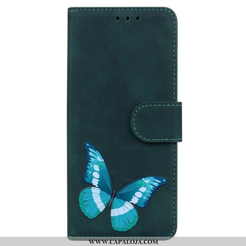 Capa Flip Para Samsung Galaxy A53 5G Borboleta Com Toque De Pele