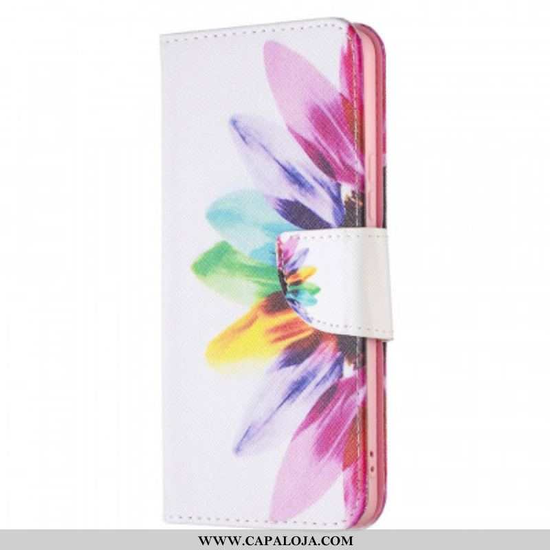 Capa Flip Para Samsung Galaxy A53 5G Flor Aquarela