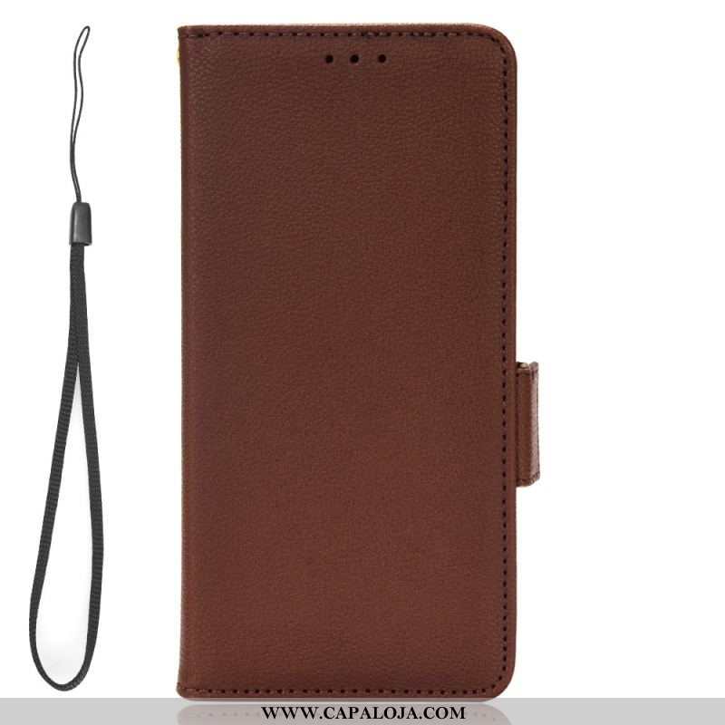 Capa Flip Para Samsung Galaxy A54 5G De Cordão Estilo De Couro Com Tiras