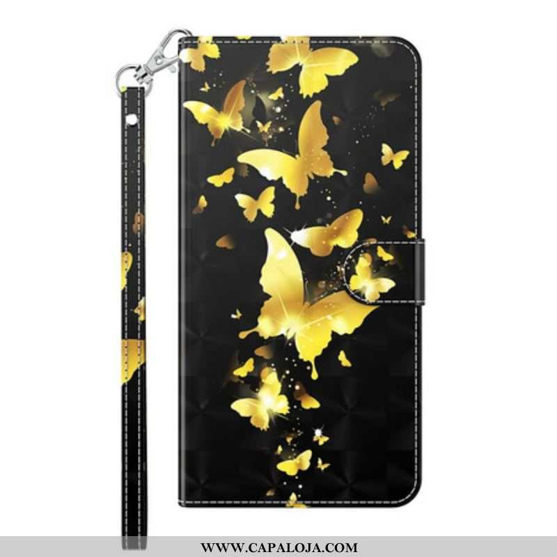 Capa Flip Para Samsung Galaxy M12 / A12 Borboletas Amarelas