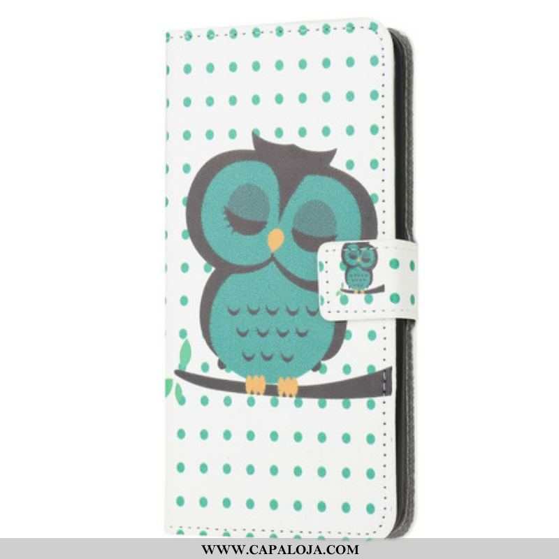 Capa Flip Para Samsung Galaxy M12 / A12 Coruja Adormecida