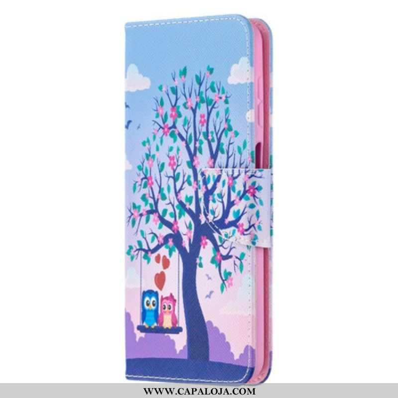 Capa Flip Para Samsung Galaxy M12 / A12 Corujas No Balanço