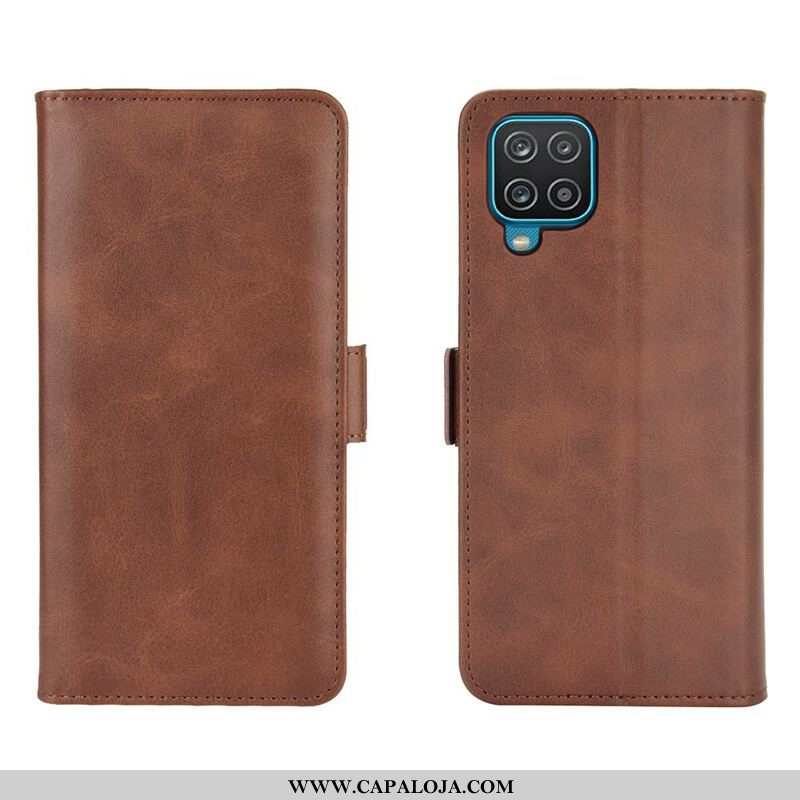 Capa Flip Para Samsung Galaxy M12 / A12 De Couro Aba Dupla