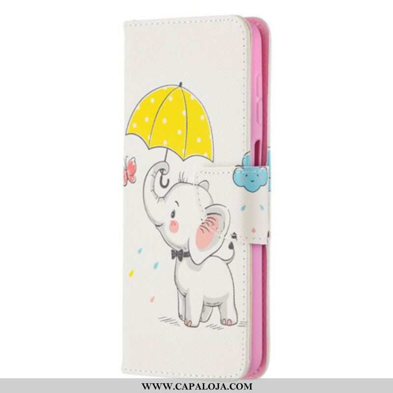 Capa Flip Para Samsung Galaxy M12 / A12 Elefante Bébé