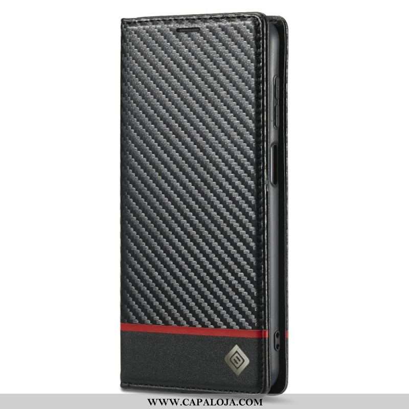 Capa Flip Para Samsung Galaxy M12 / A12 Fibra De Carbono Lc.imeeke