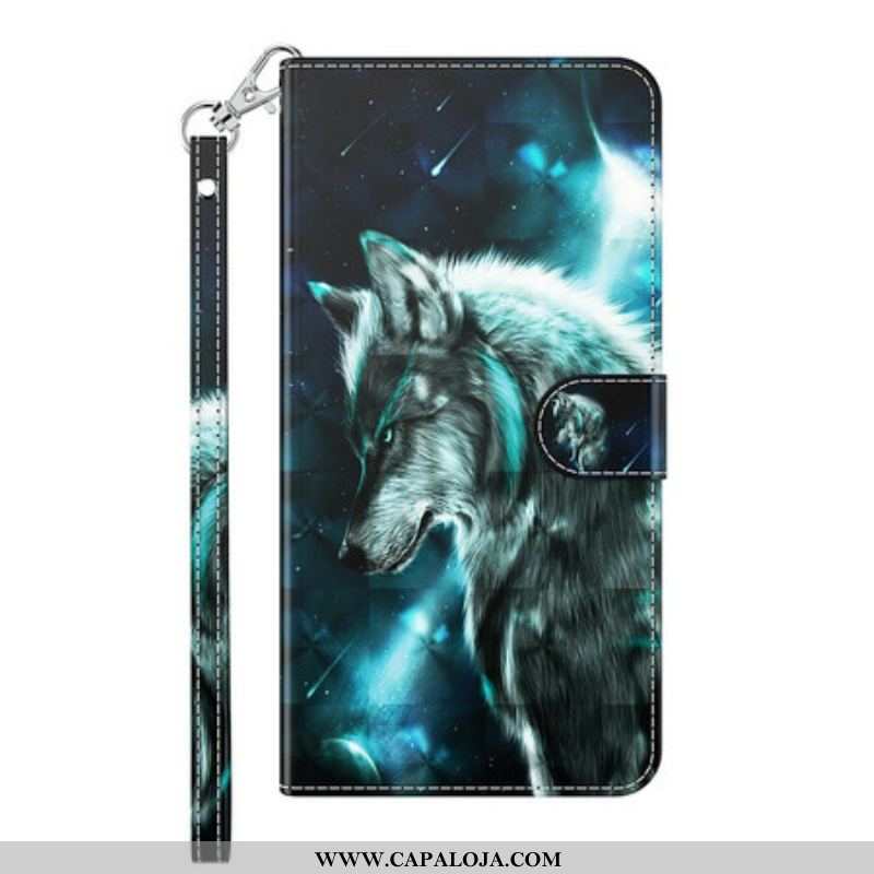 Capa Flip Para Samsung Galaxy M12 / A12 Lobo Majestoso