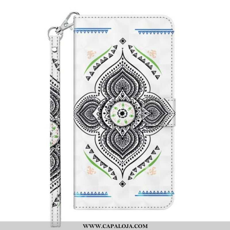 Capa Flip Para Samsung Galaxy M12 / A12 Mandala De Pontos De Luz Com Cordão