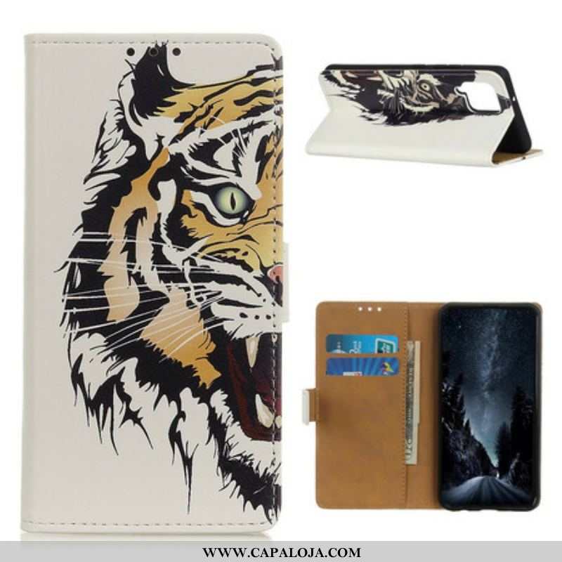 Capa Flip Para Samsung Galaxy M12 / A12 Tigre Feroz