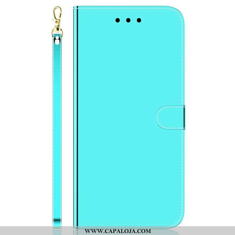 Capa Flip Para Samsung Galaxy M13 Espelho E Cordão