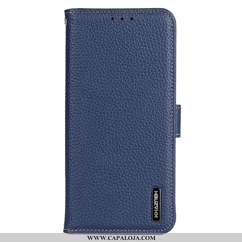 Capa Flip Para Samsung Galaxy M23 5G Couro Litchi Genuíno Khazneh