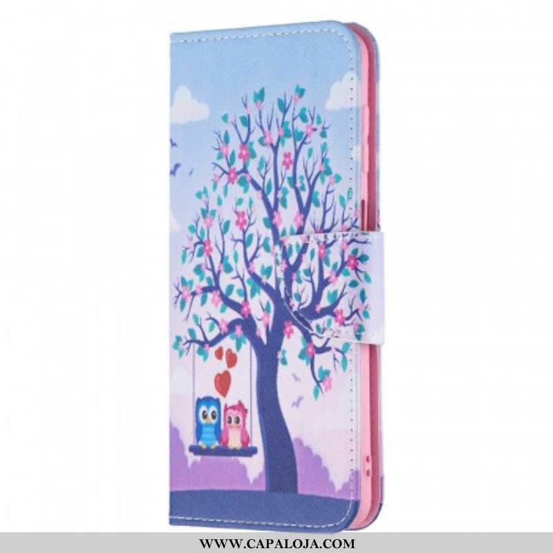 Capa Flip Para Samsung Galaxy M32 Corujas No Balanço