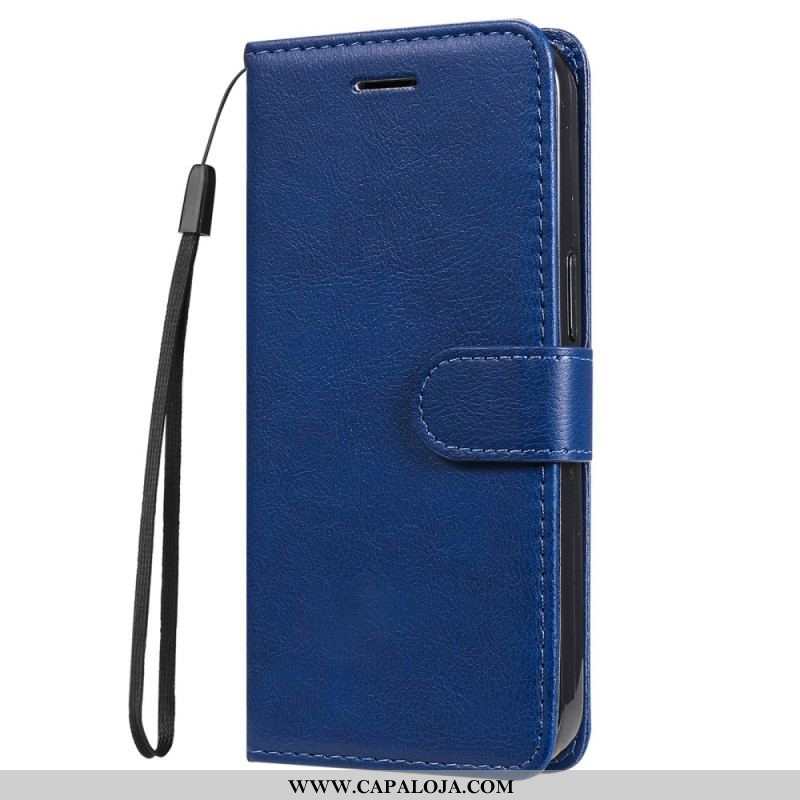 Capa Flip Para Samsung Galaxy M32 De Cordão Strappy Série De Cores Sólidas