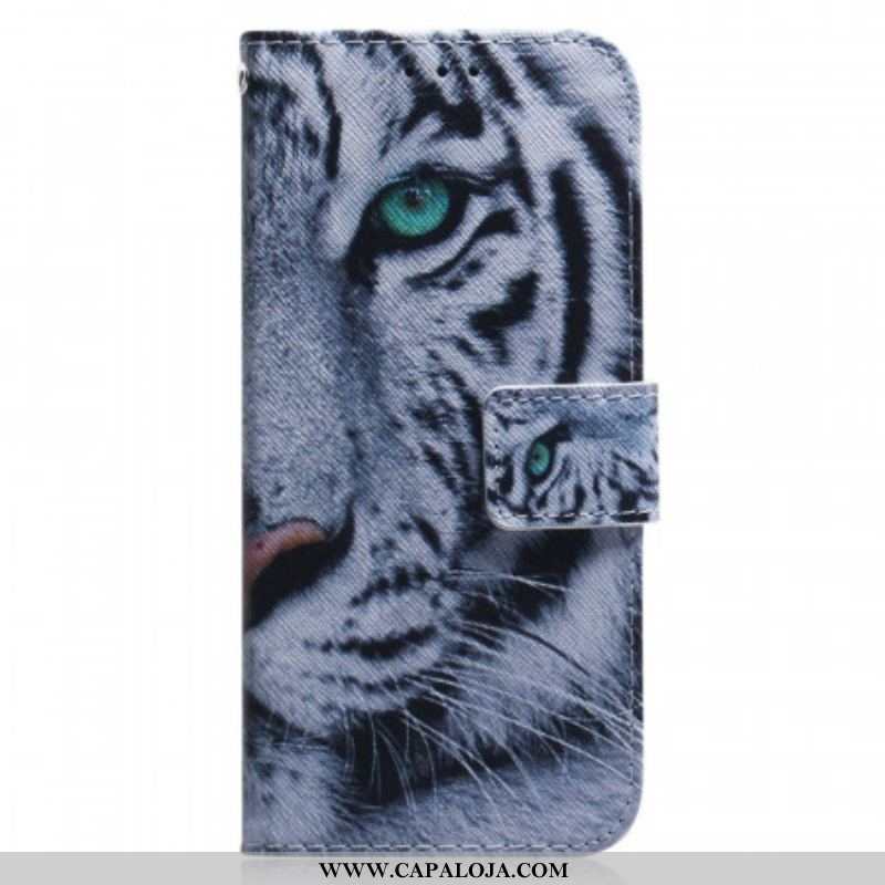 Capa Flip Para Samsung Galaxy M33 5G Tigre Branco