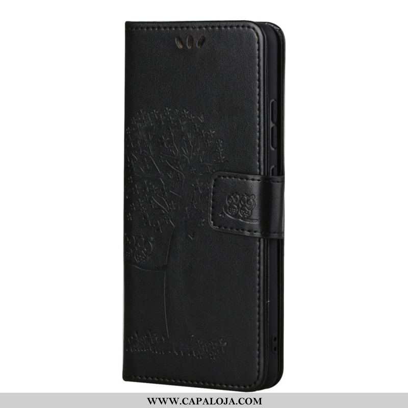 Capa Flip Para Samsung Galaxy M52 5G De Cordão Tanga E Corujas