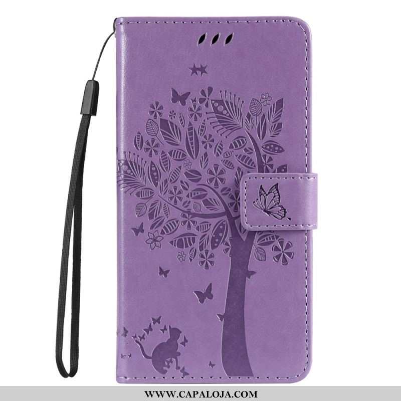 Capa Flip Para Samsung Galaxy M52 5G Árvore Florida E Gato