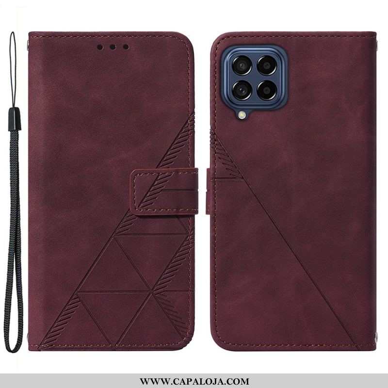 Capa Flip Para Samsung Galaxy M53 5G De Cordão Cintas Triângulos