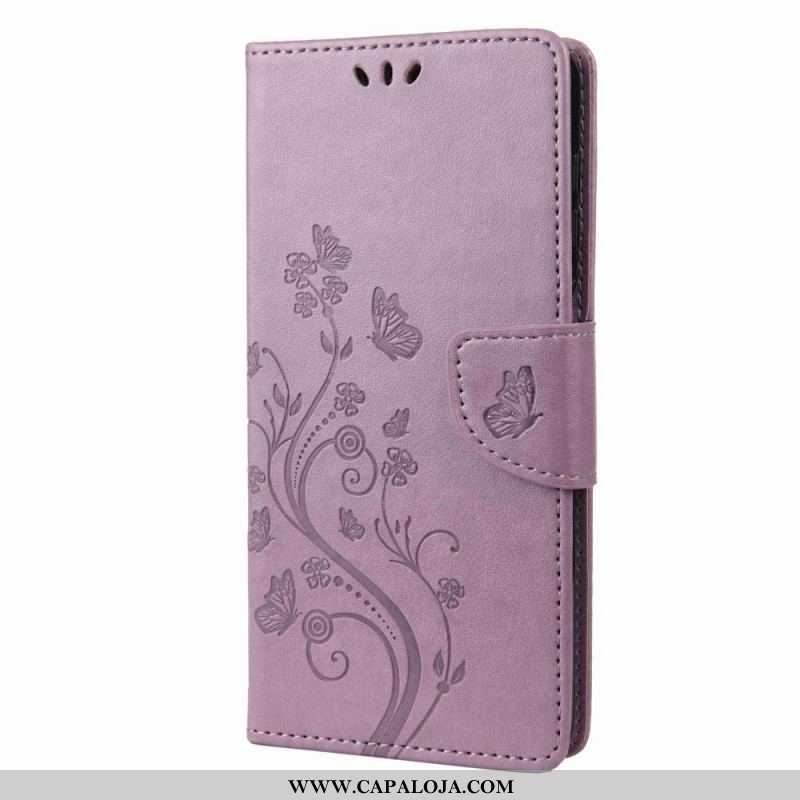 Capa Flip Para Samsung Galaxy M53 5G De Cordão Flores De Alça