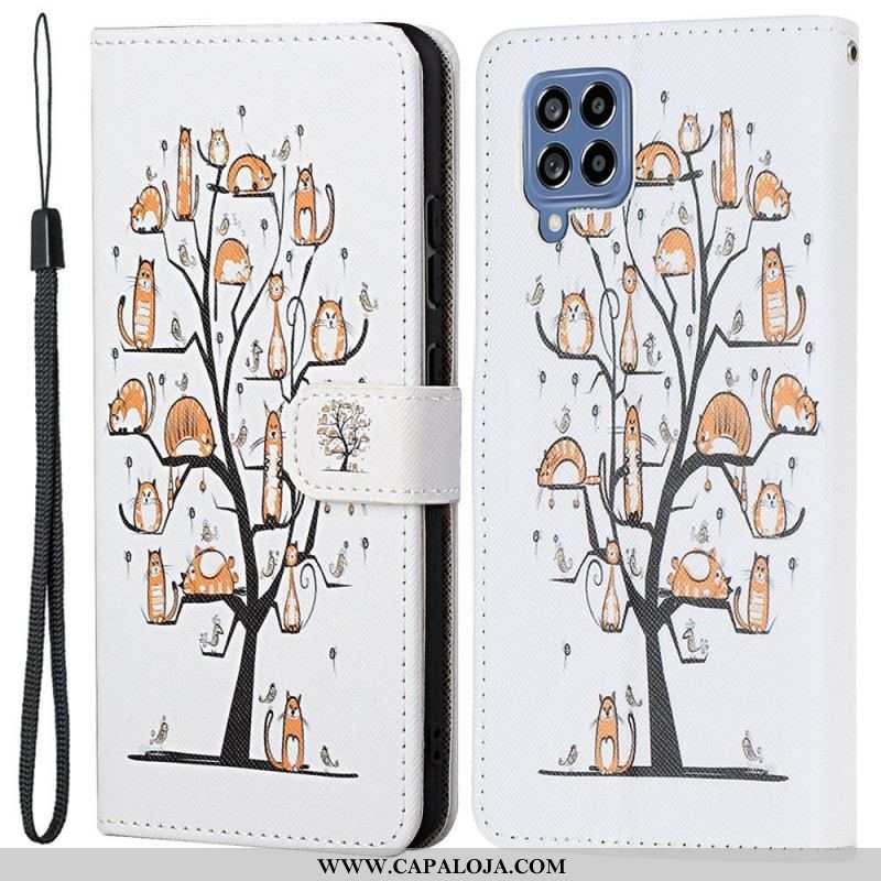 Capa Flip Para Samsung Galaxy M53 5G De Cordão Gatos Tangas