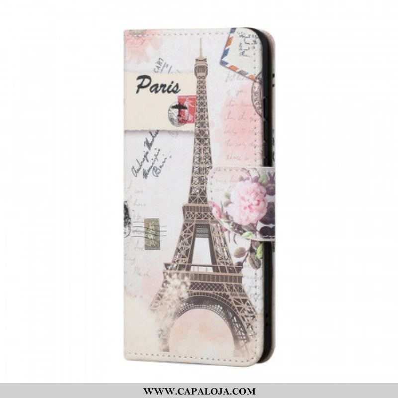 Capa Flip Para Samsung Galaxy M53 5G Torre Eiffel Antiga